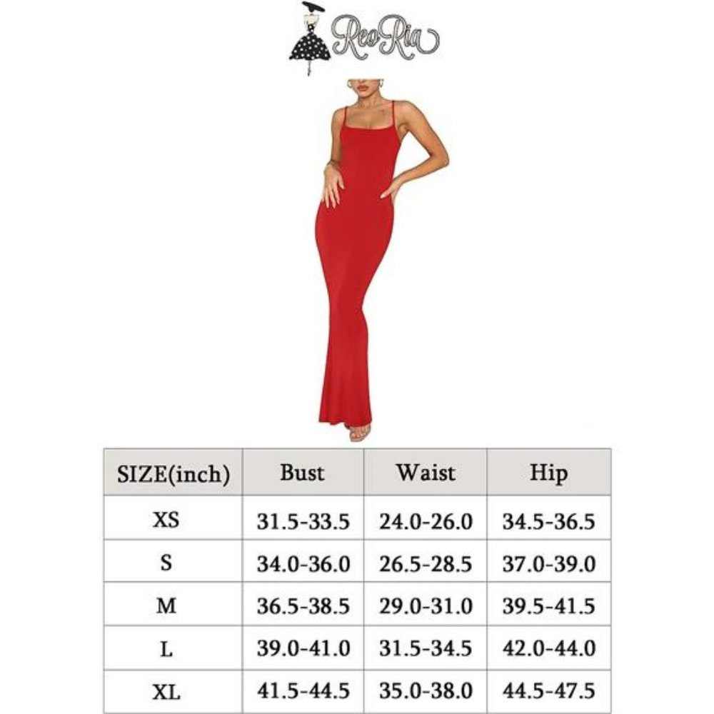 Women's Lounge Slip Long Dress Sleeveless Backless Ribbed Bodycon Maxi Dresses - Picture 5 of 5